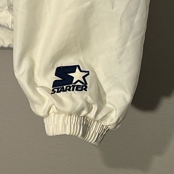 VTG New York Yankees White Starter Genuine 1/4 Zip Pullover Jacket Medium (E) - Picture 6 of 15